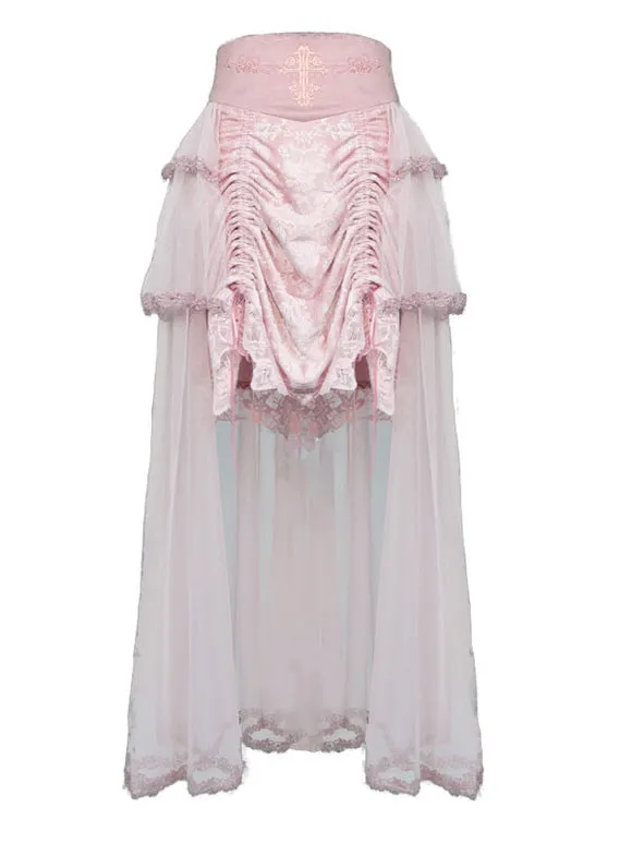 Gothic Lolita SK Lace Pleated Pink Lolita Skirts