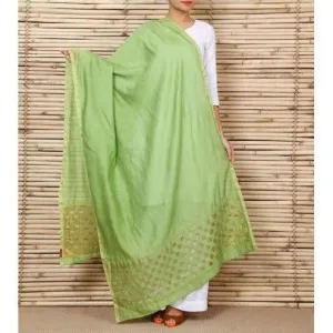 Green Chanderi Dupatta with Cut Work
