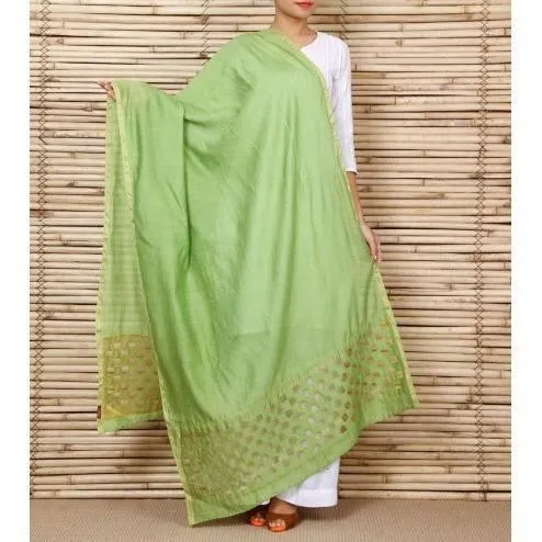 Green Chanderi Dupatta with Cut Work