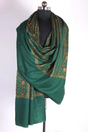 Green   Embroidered Cashmere Pashmina Shawl