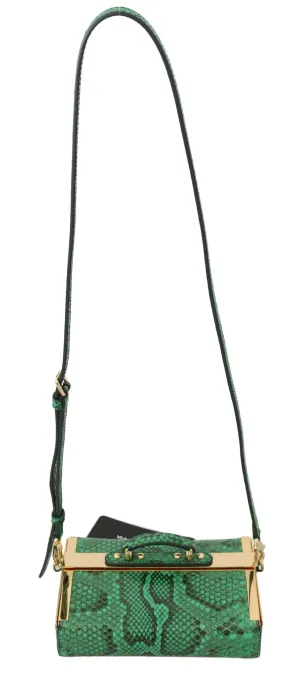 Green GILDA  Python Snakeskin Shoulder Party Bag