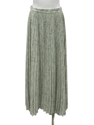 Green Wildflower Pleated Midi Skirt