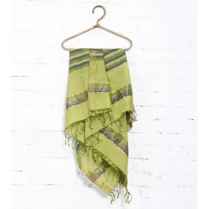 Grey Cotton Dupatta with Zari Border