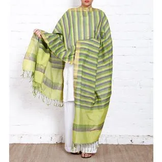 Grey Cotton Dupatta with Zari Border