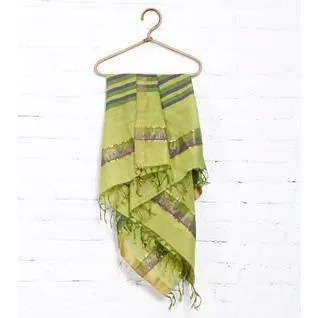 Grey Cotton Dupatta with Zari Border