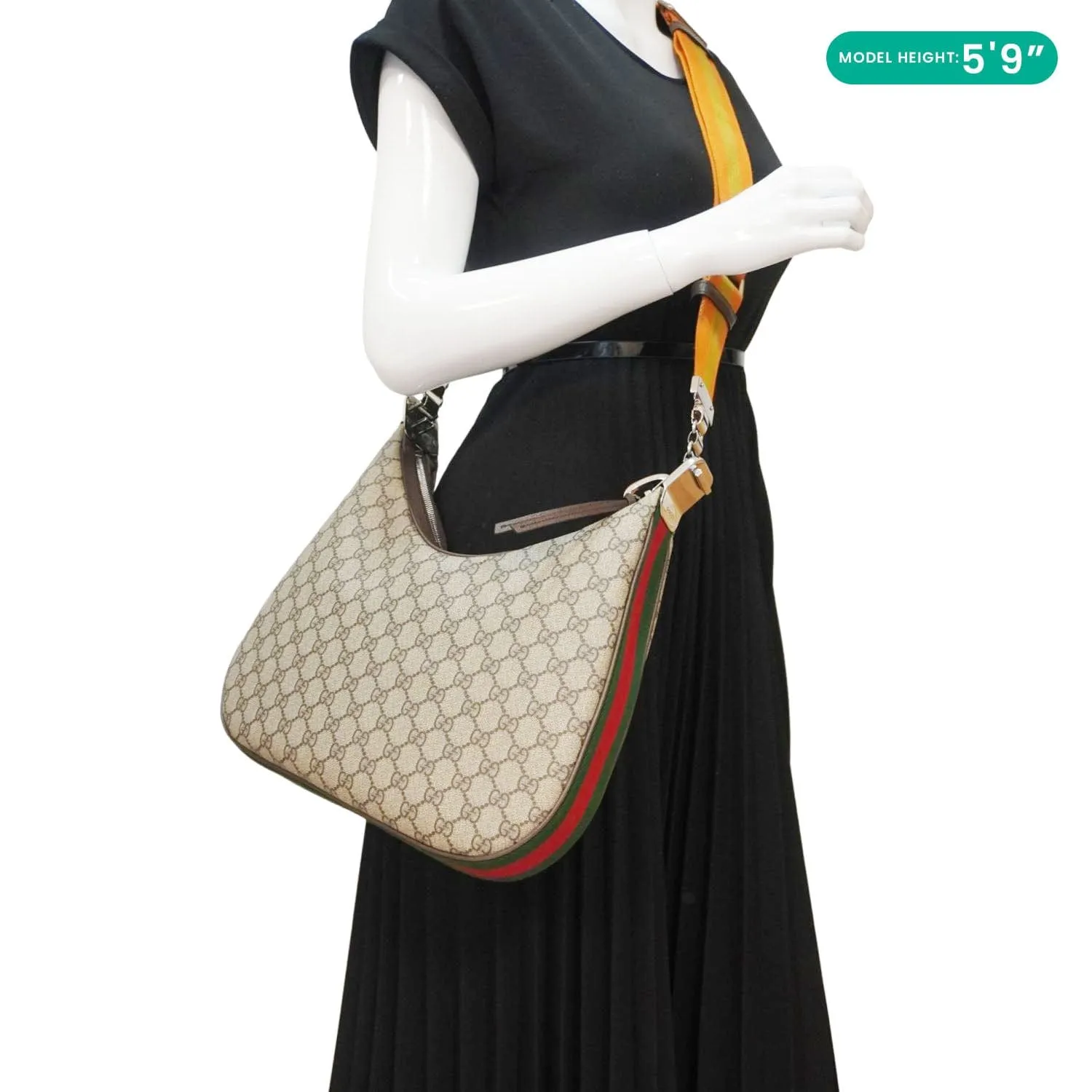 GUCCI Attache Large GG Supreme Canvas Shoulder Bag Beige 702823