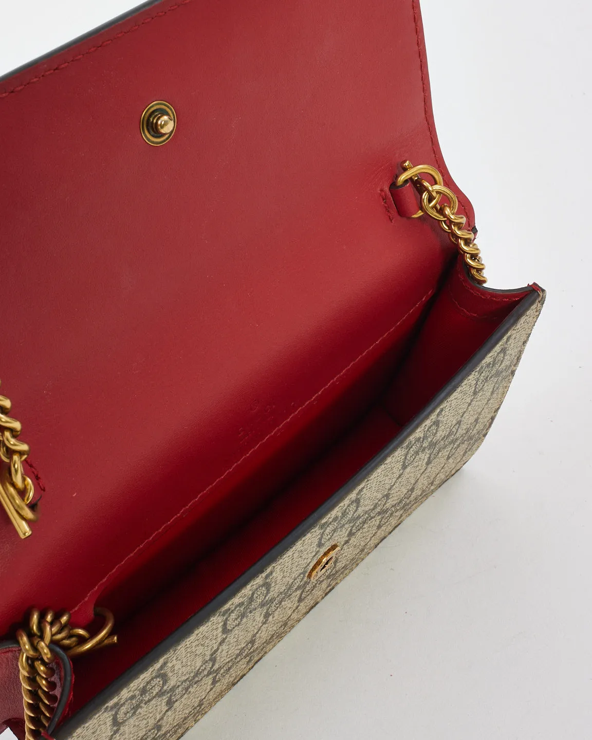 Gucci Beige GG Supreme Canvas Mini Cherries Convertible Clutch Crossbody