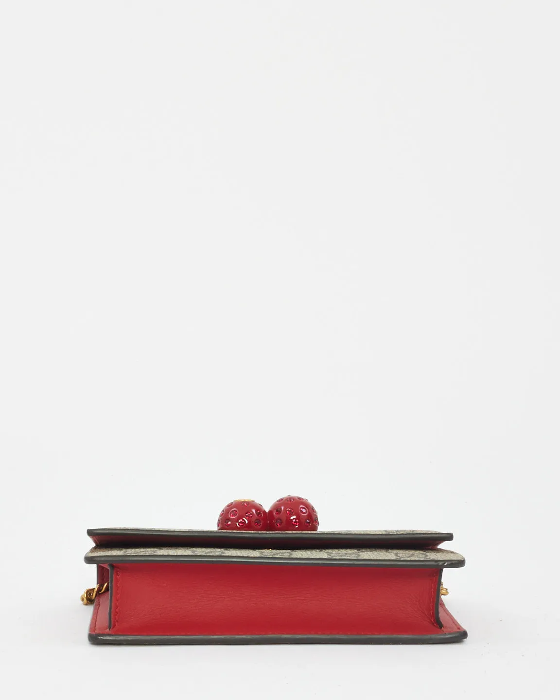 Gucci Beige GG Supreme Canvas Mini Cherries Convertible Clutch Crossbody