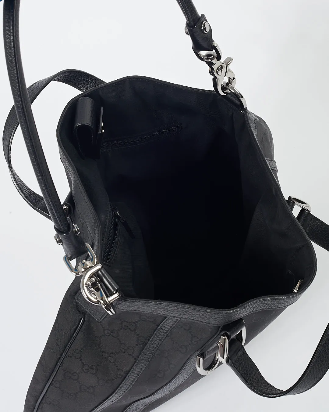 Gucci Black GG Canvas Abbey Convertible Hobo Bag