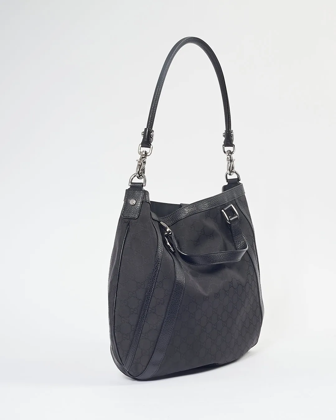 Gucci Black GG Canvas Abbey Convertible Hobo Bag