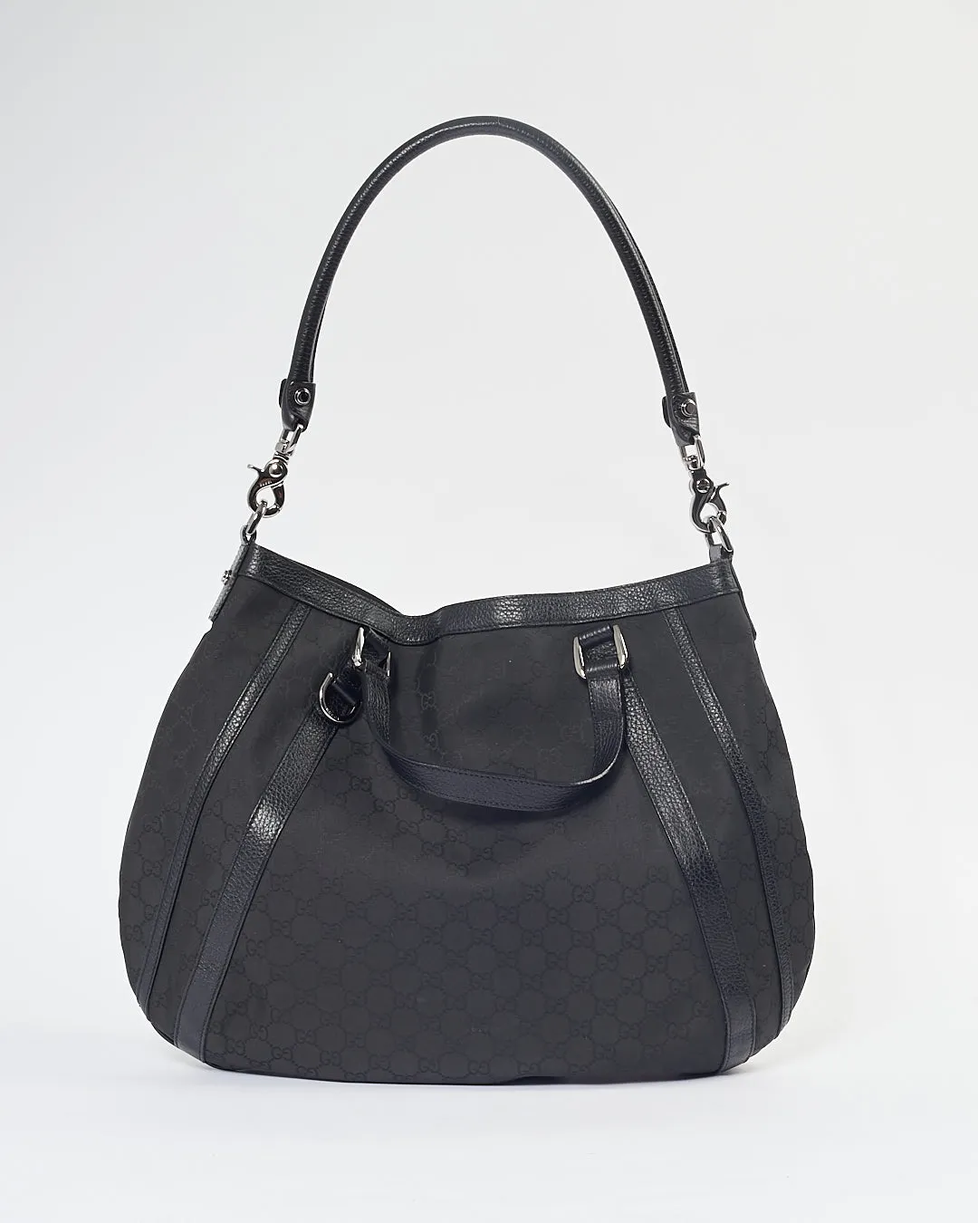 Gucci Black GG Canvas Abbey Convertible Hobo Bag
