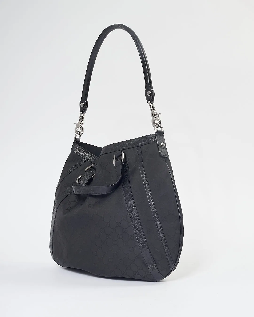 Gucci Black GG Canvas Abbey Convertible Hobo Bag