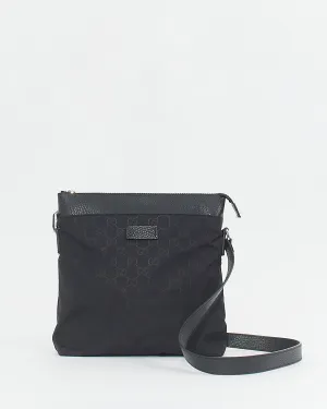 Gucci Black Nylon with Leather Trim Messenger Bag