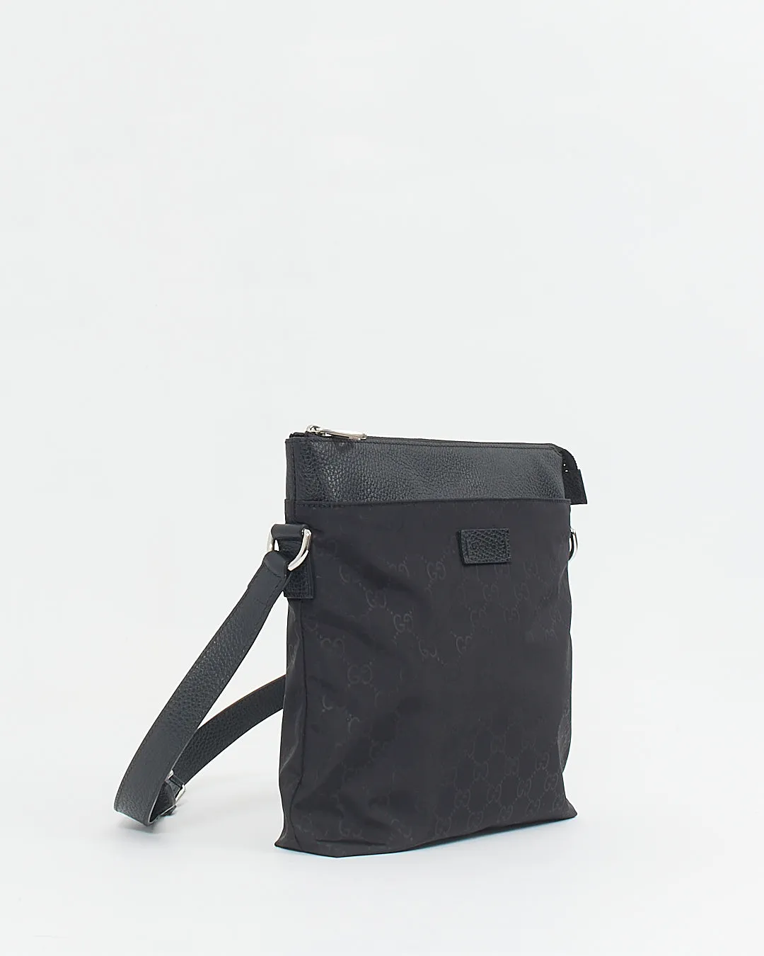 Gucci Black Nylon with Leather Trim Messenger Bag
