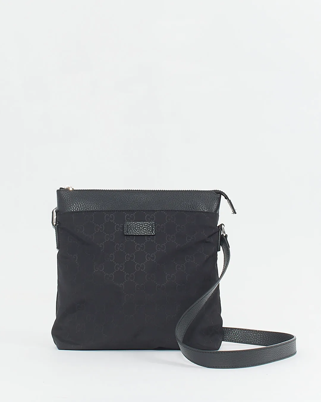 Gucci Black Nylon with Leather Trim Messenger Bag