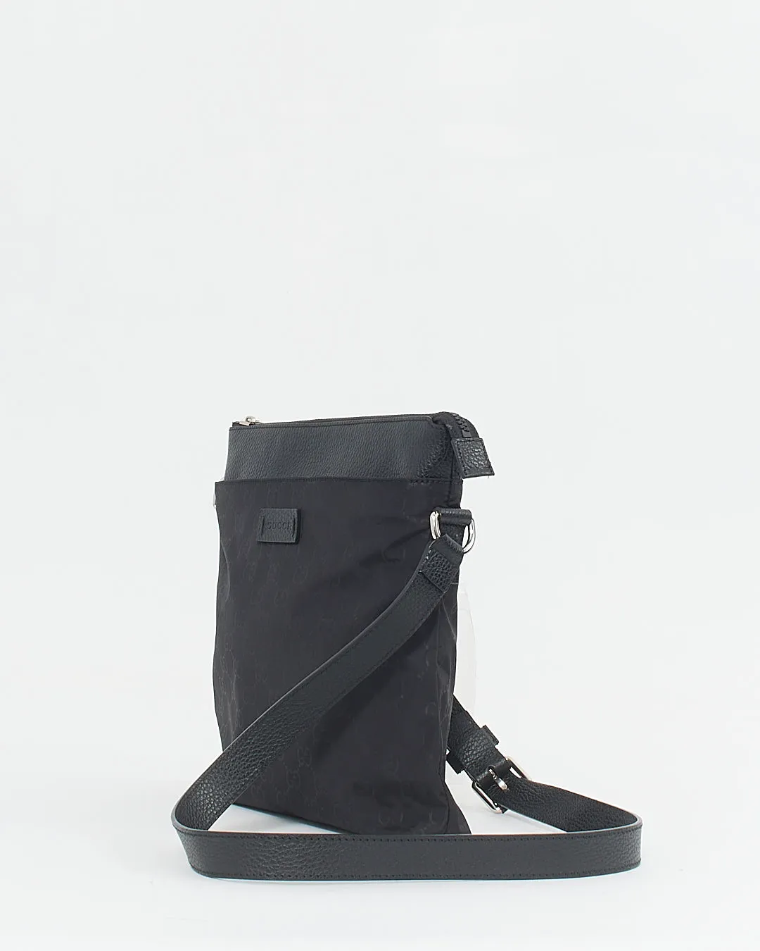 Gucci Black Nylon with Leather Trim Messenger Bag
