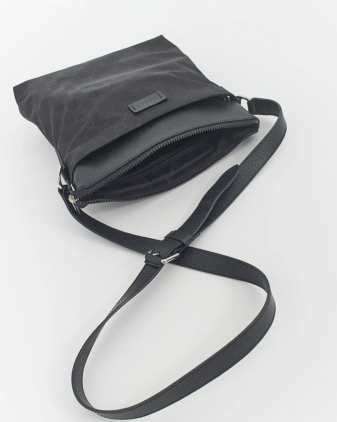Gucci Black Nylon with Leather Trim Messenger Bag
