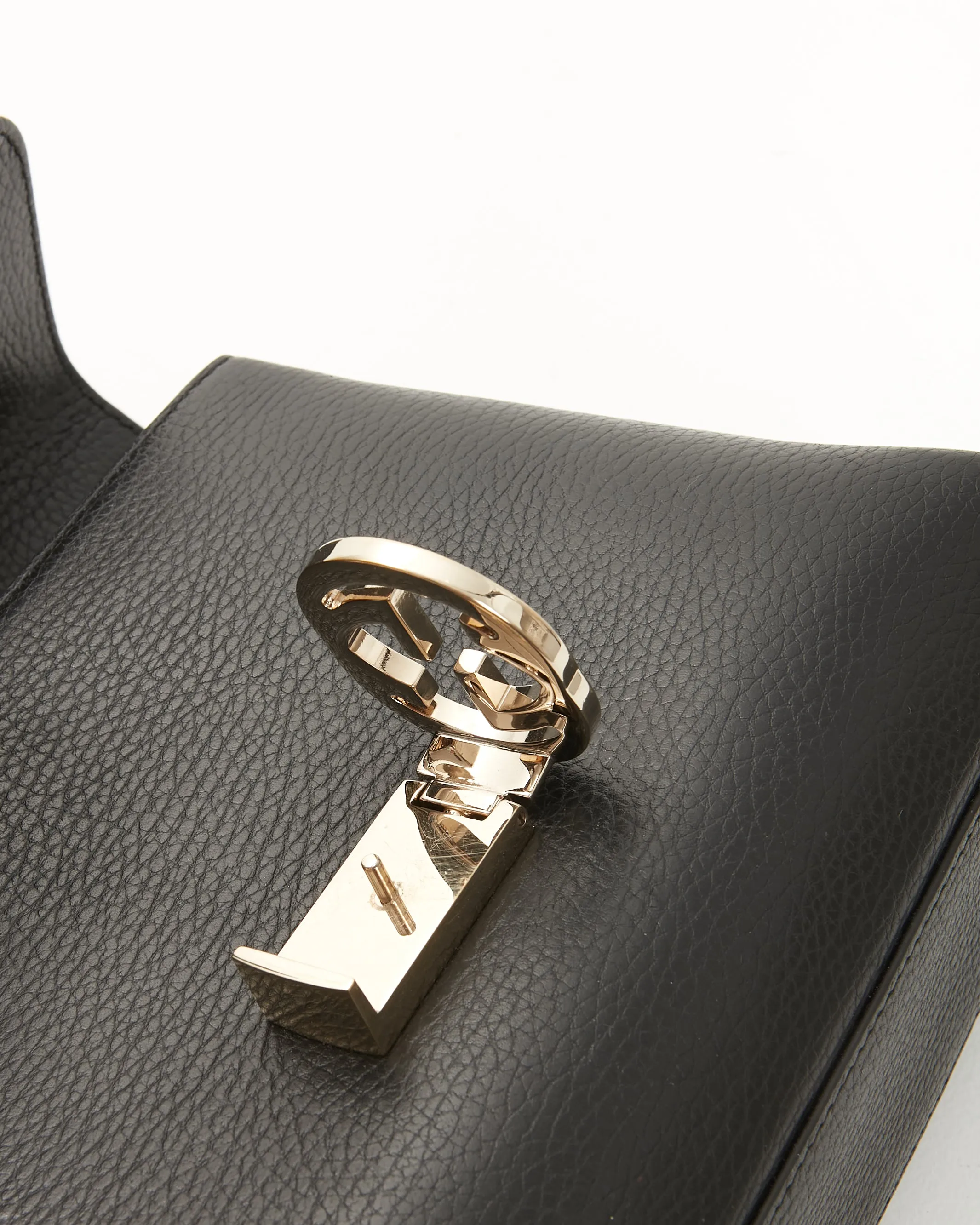 Gucci Black Pebbled Leather Interlocking G Dollar Convertible Crossbody