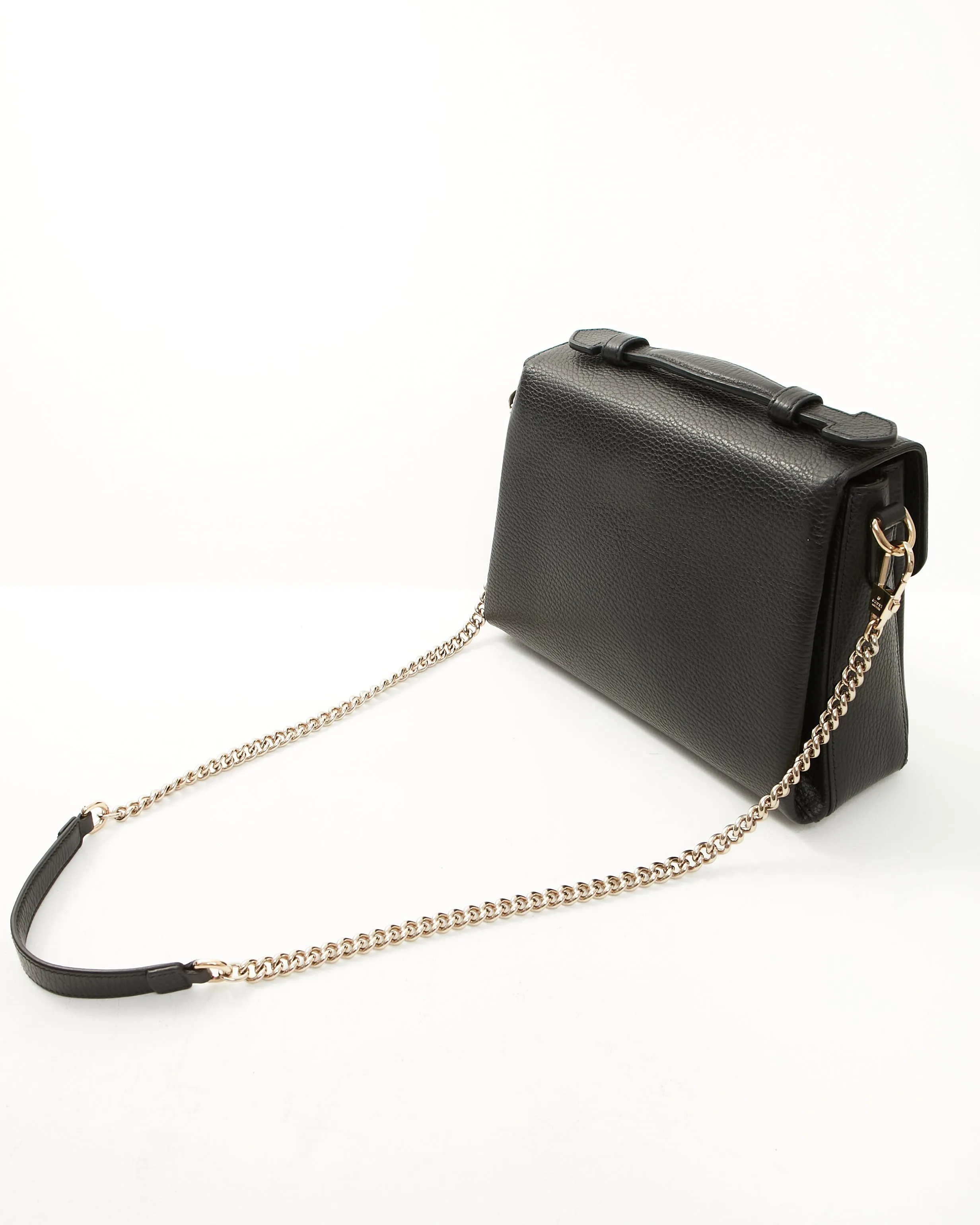Gucci Black Pebbled Leather Interlocking G Dollar Convertible Crossbody