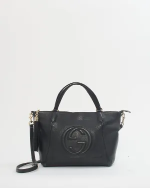 Gucci Black Pebbled Leather Soho Convertible Tote Bag