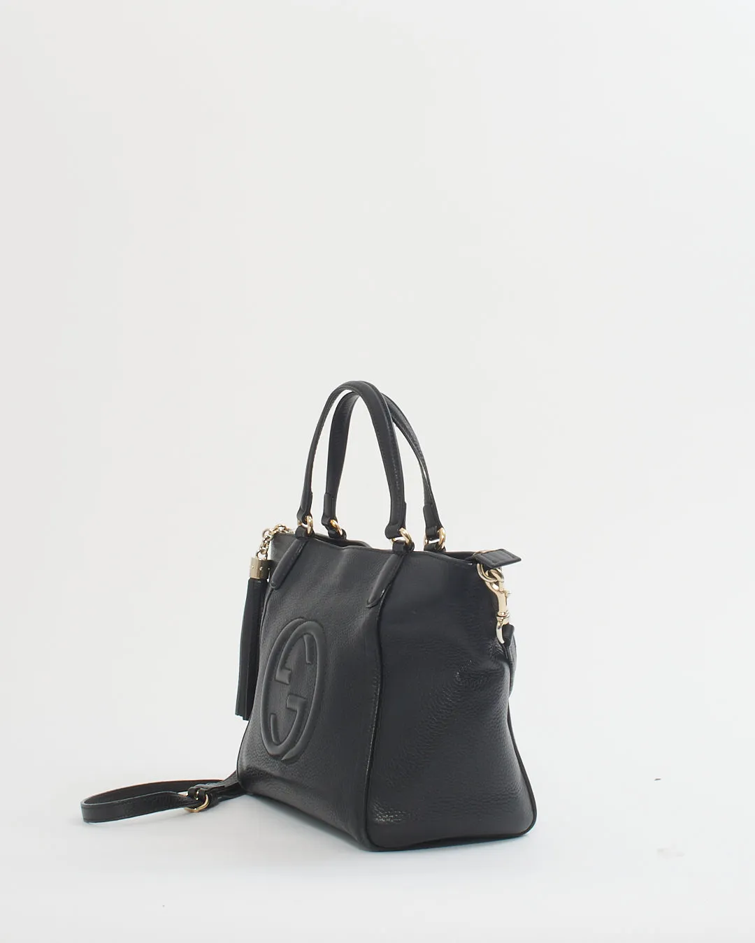 Gucci Black Pebbled Leather Soho Convertible Tote Bag