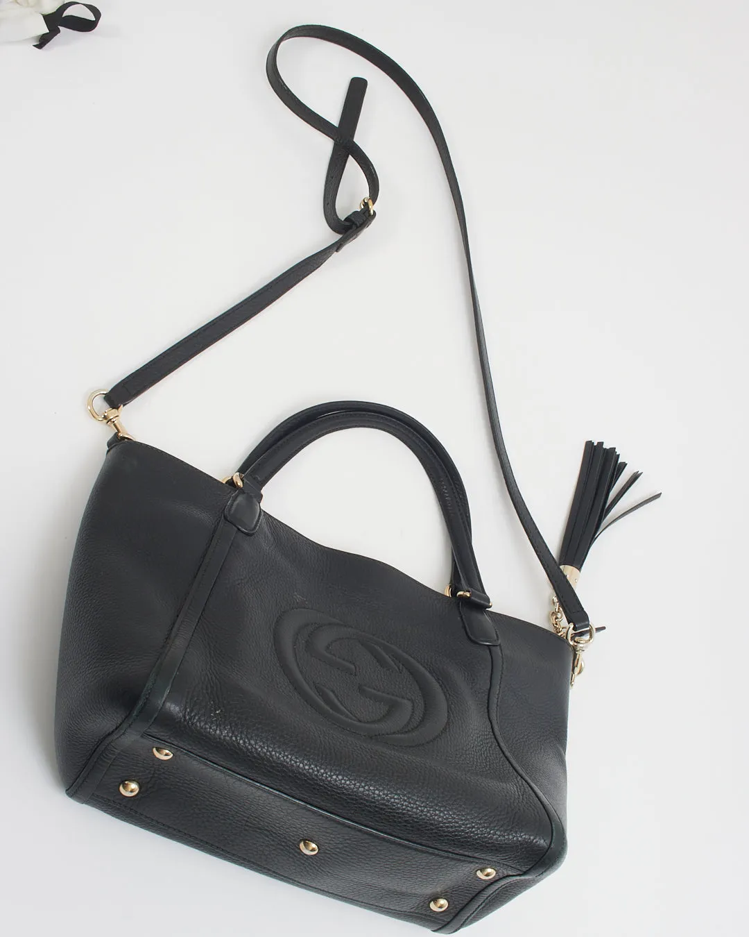 Gucci Black Pebbled Leather Soho Convertible Tote Bag