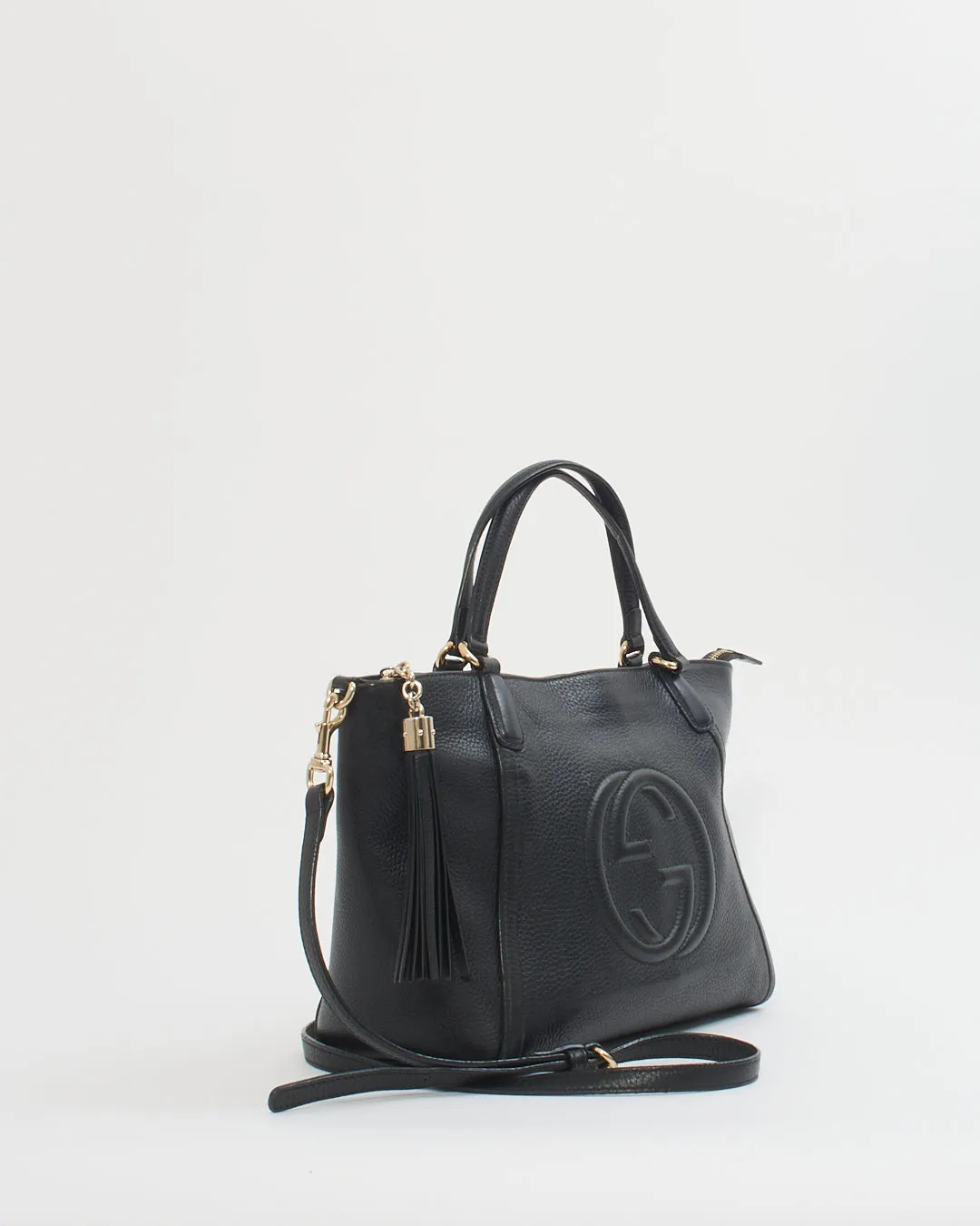 Gucci Black Pebbled Leather Soho Convertible Tote Bag