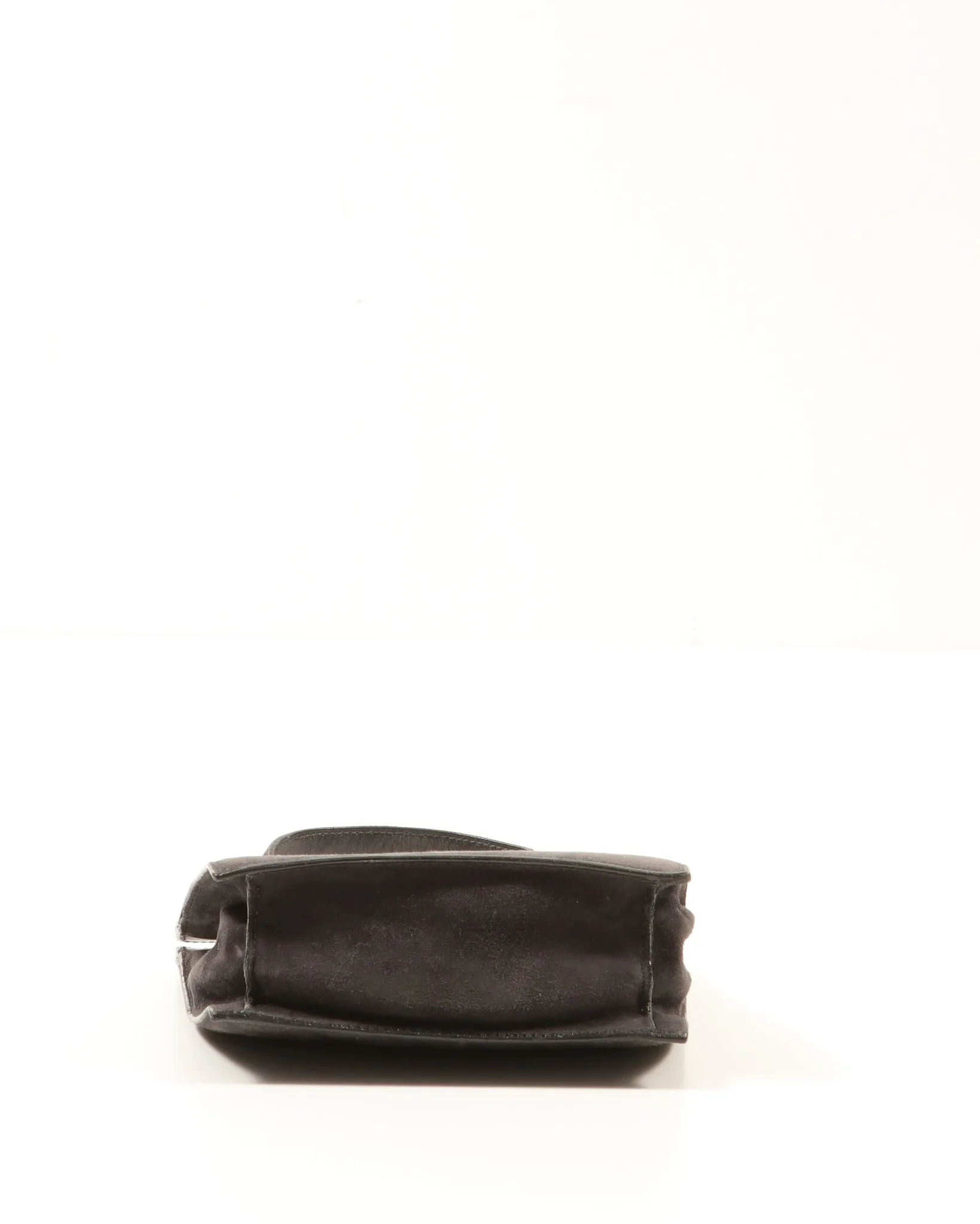 Gucci Black Suede Vintage Mini Gold G Logo Top Handle Bag