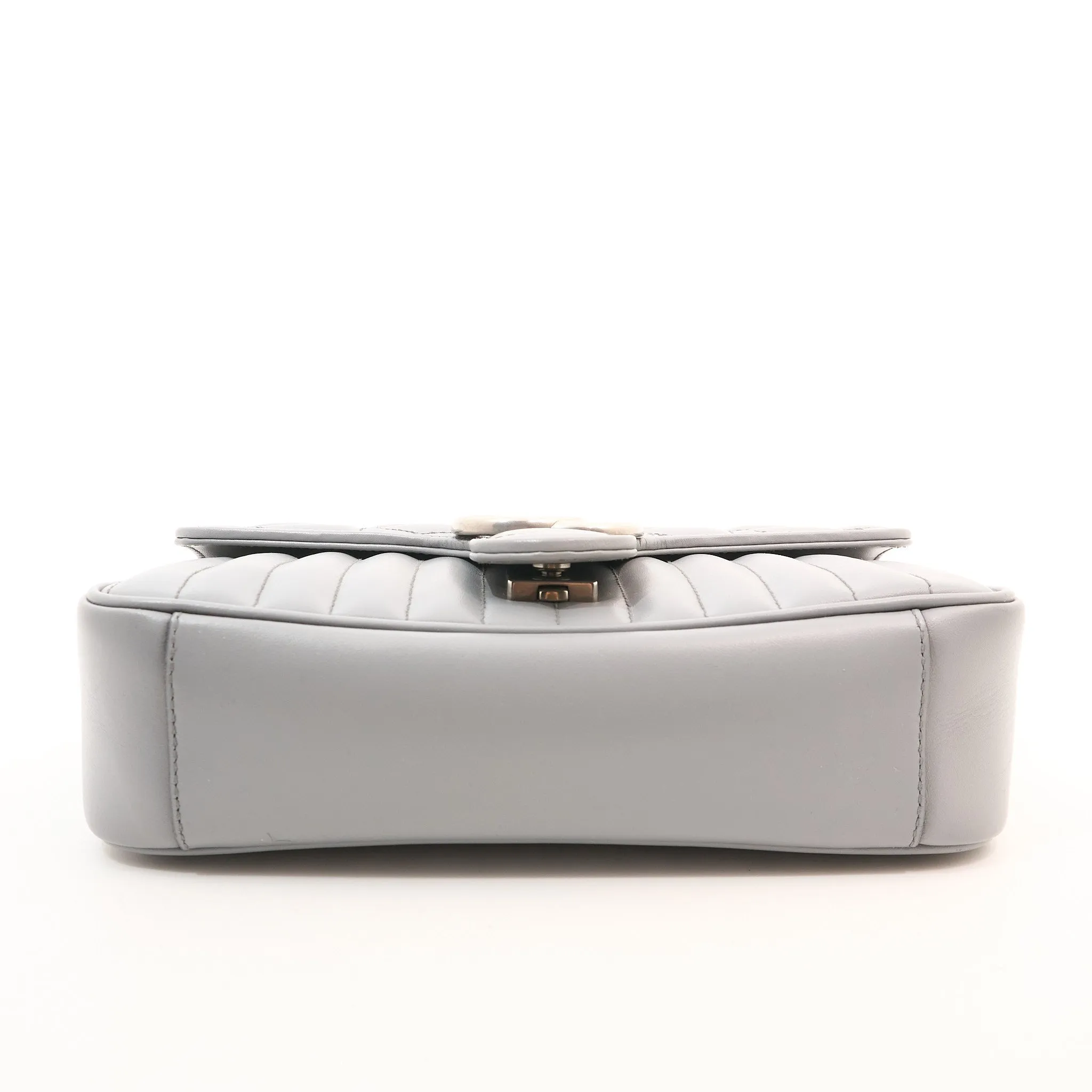Gucci GG Marmont Flap Bag Grey Matelasse Leather Small