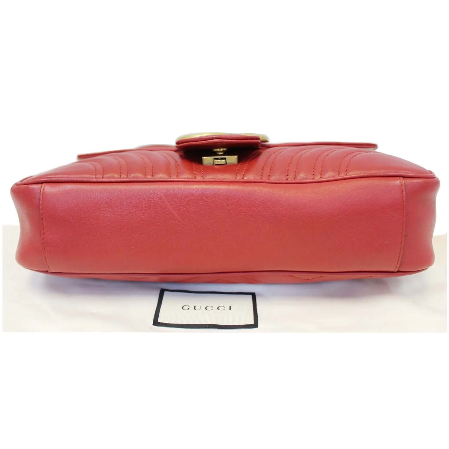 GUCCI GG Marmont Matelasse Red Leather Shoulder Bag
