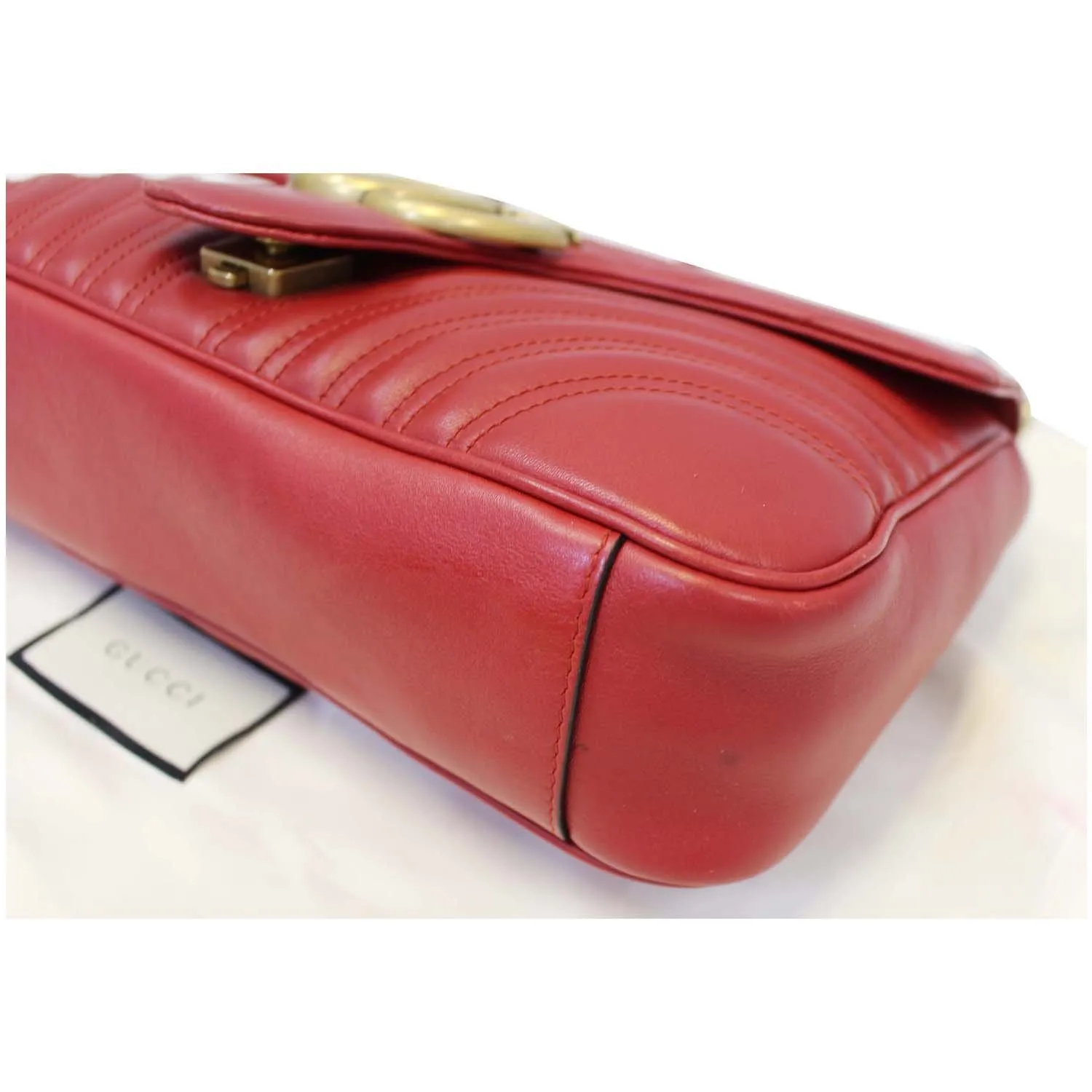GUCCI GG Marmont Matelasse Red Leather Shoulder Bag