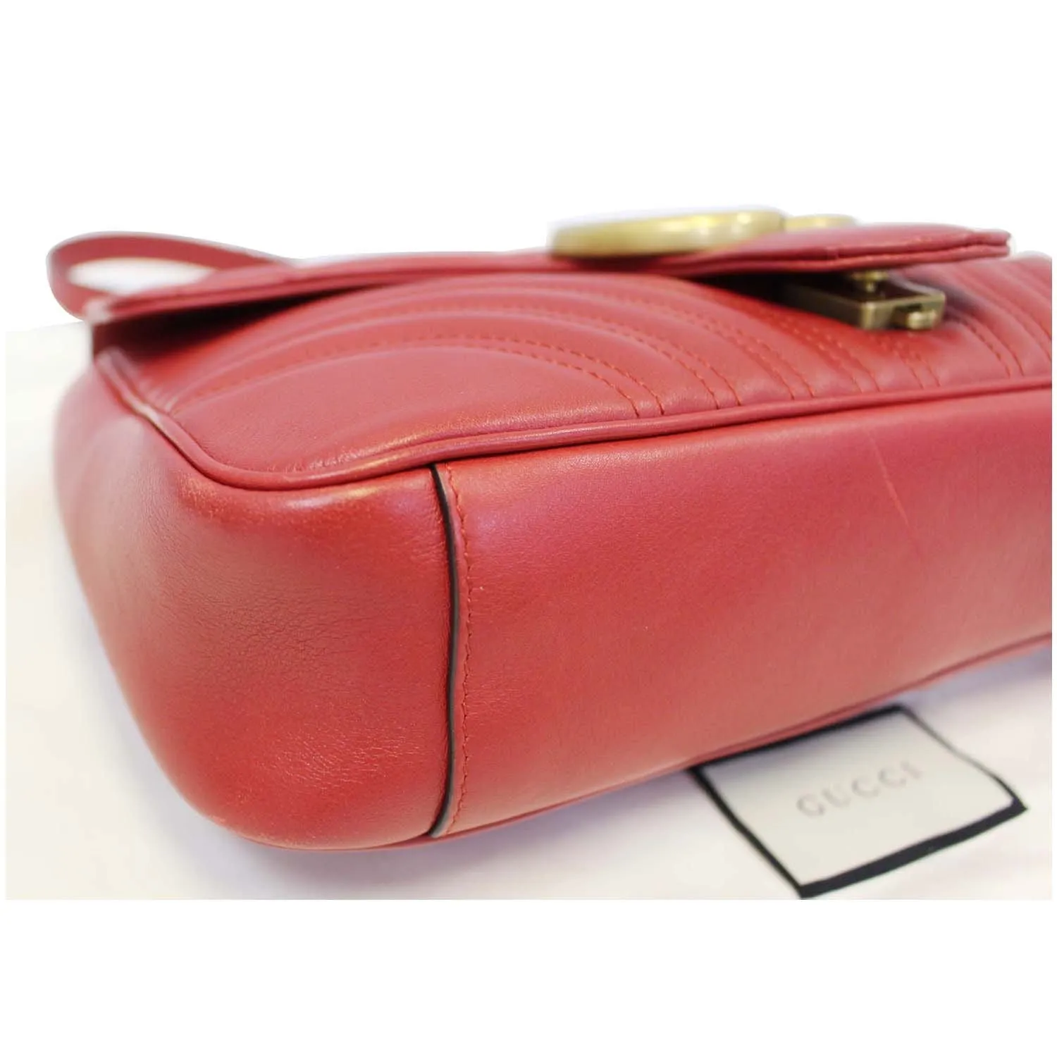 GUCCI GG Marmont Matelasse Red Leather Shoulder Bag