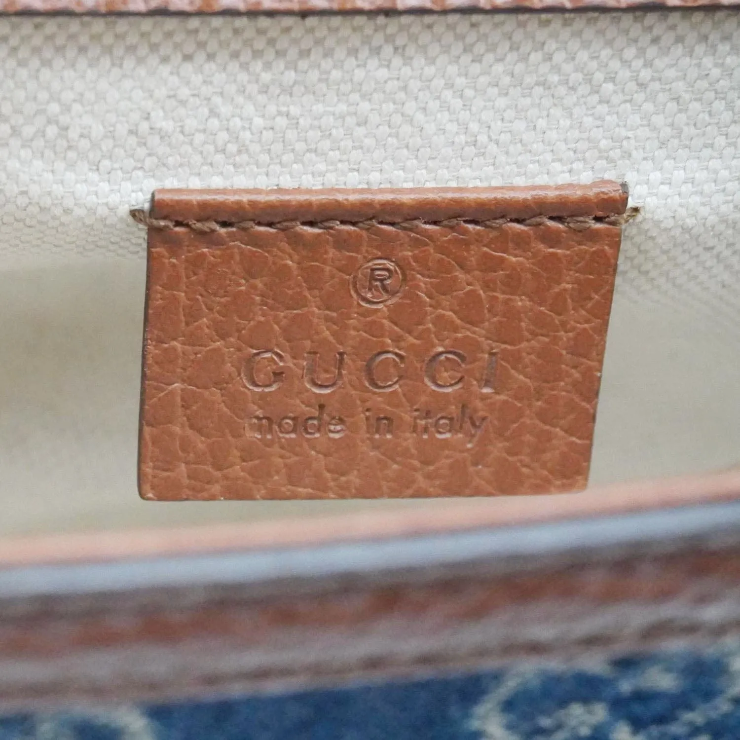GUCCI Horsebit 1955 Flap Mini Denim Shoulder Bag Blue 658574
