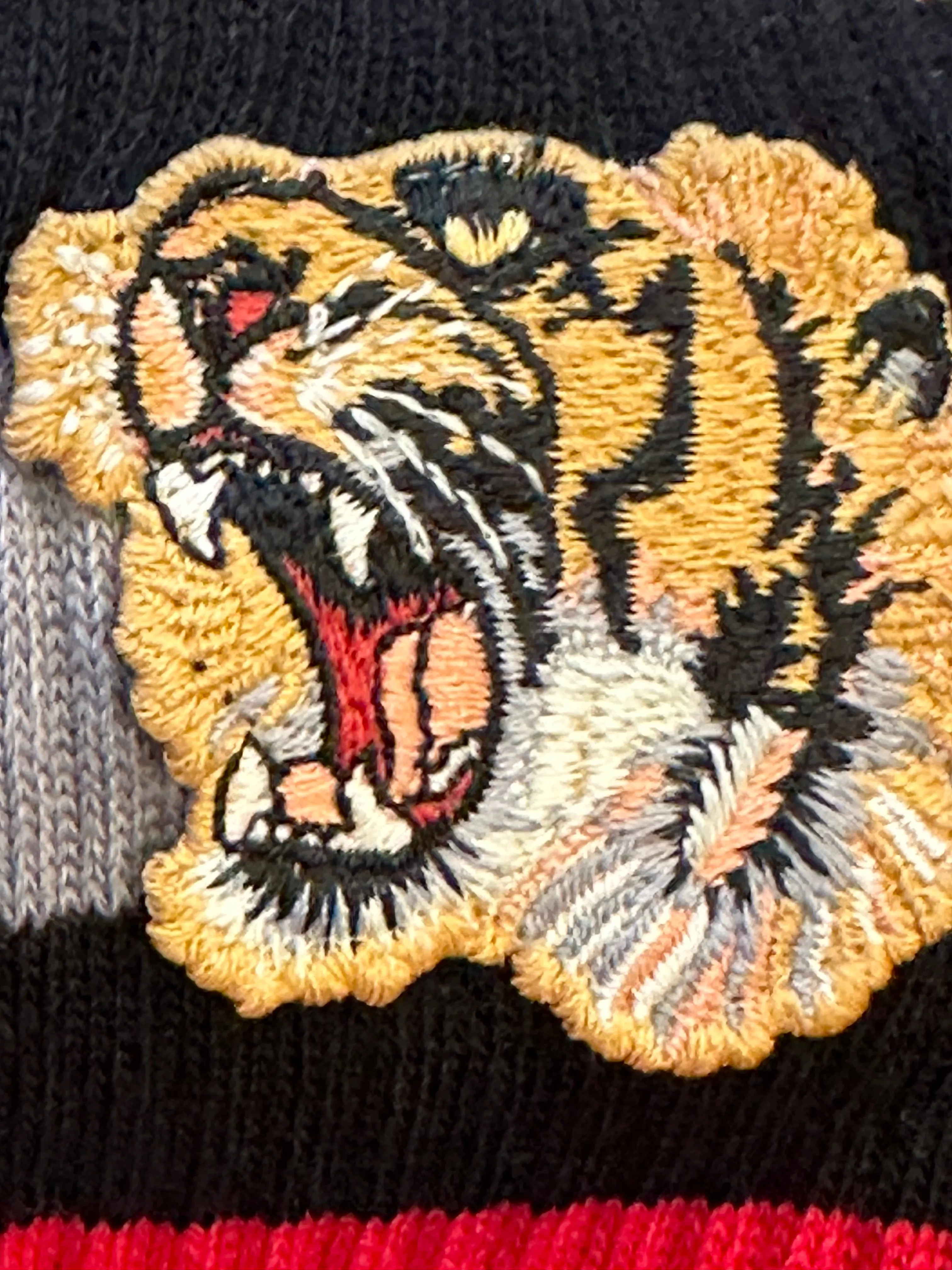 Gucci Little Williams Sports Sock in Black w/ Tiger Appliqué