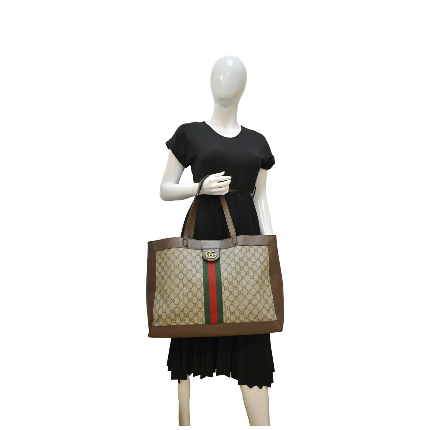 GUCCI Ophidia Soft Medium GG Supreme Tote Shoulder Bag Beige 547947