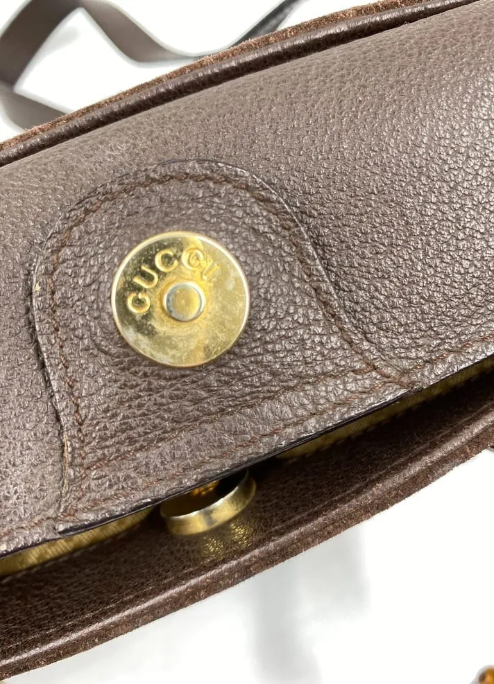 Gucci Suede Tote w Bamboo handle