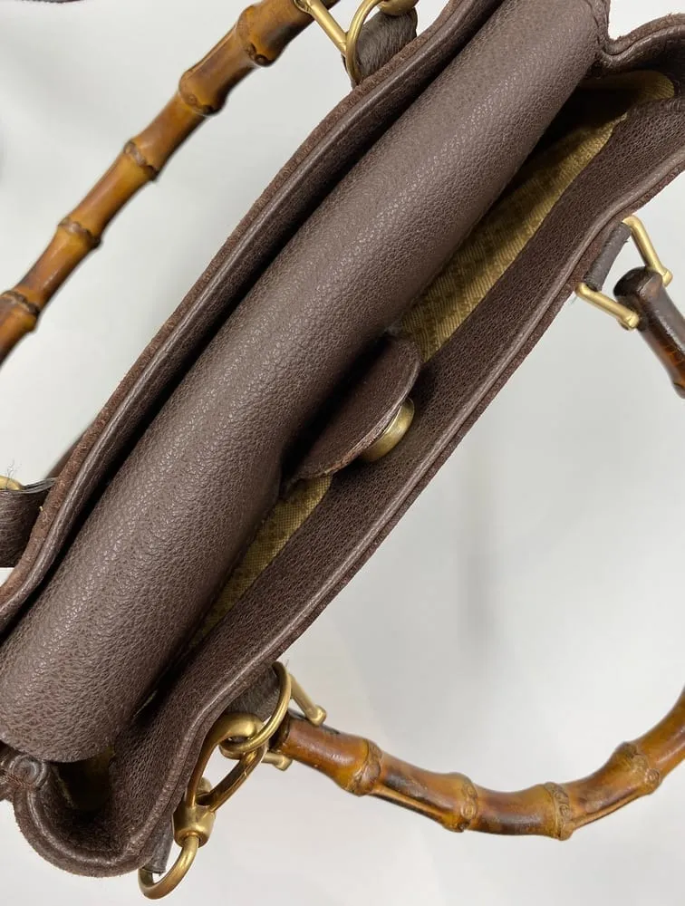 Gucci Suede Tote w Bamboo handle