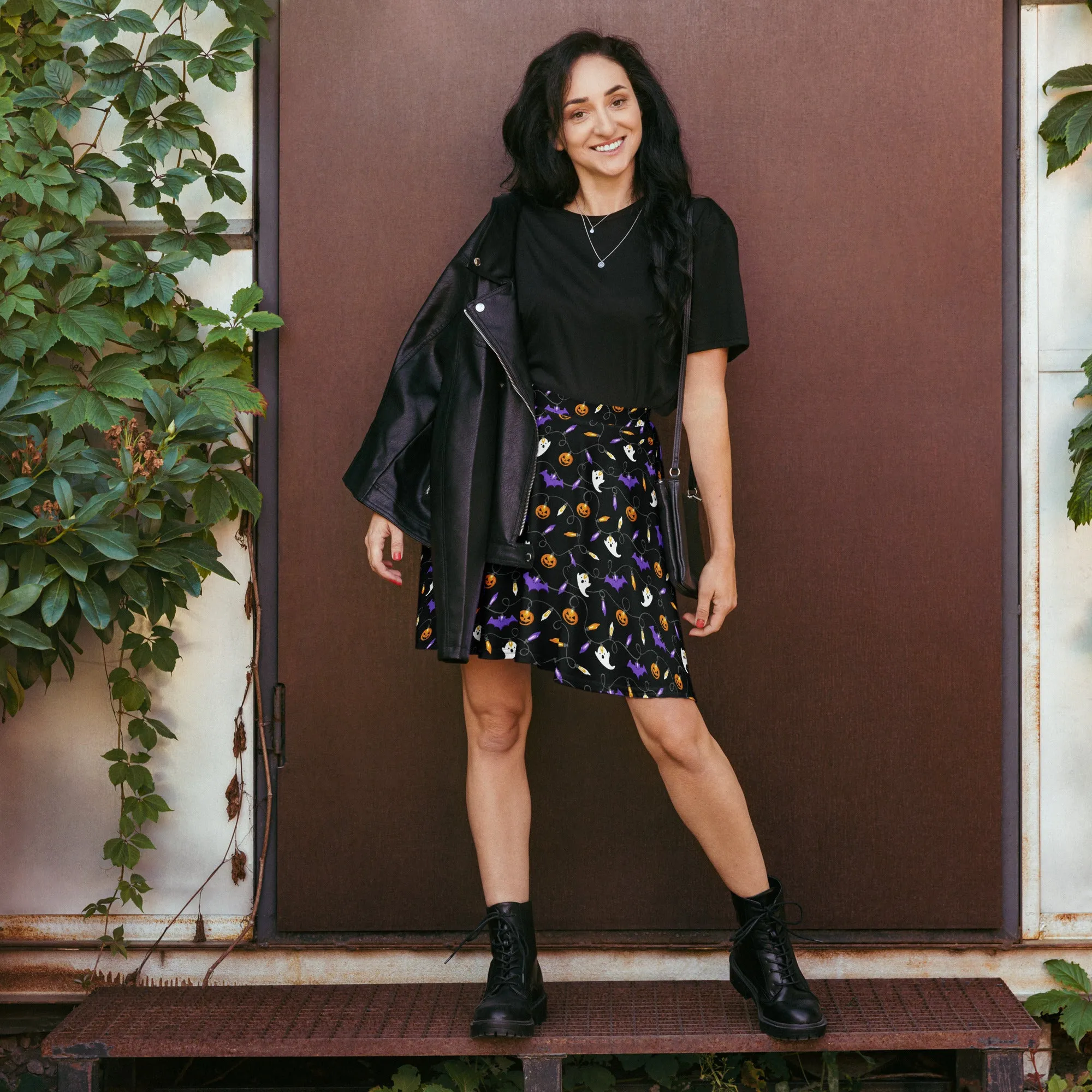 Halloween Lights Skater Skirt