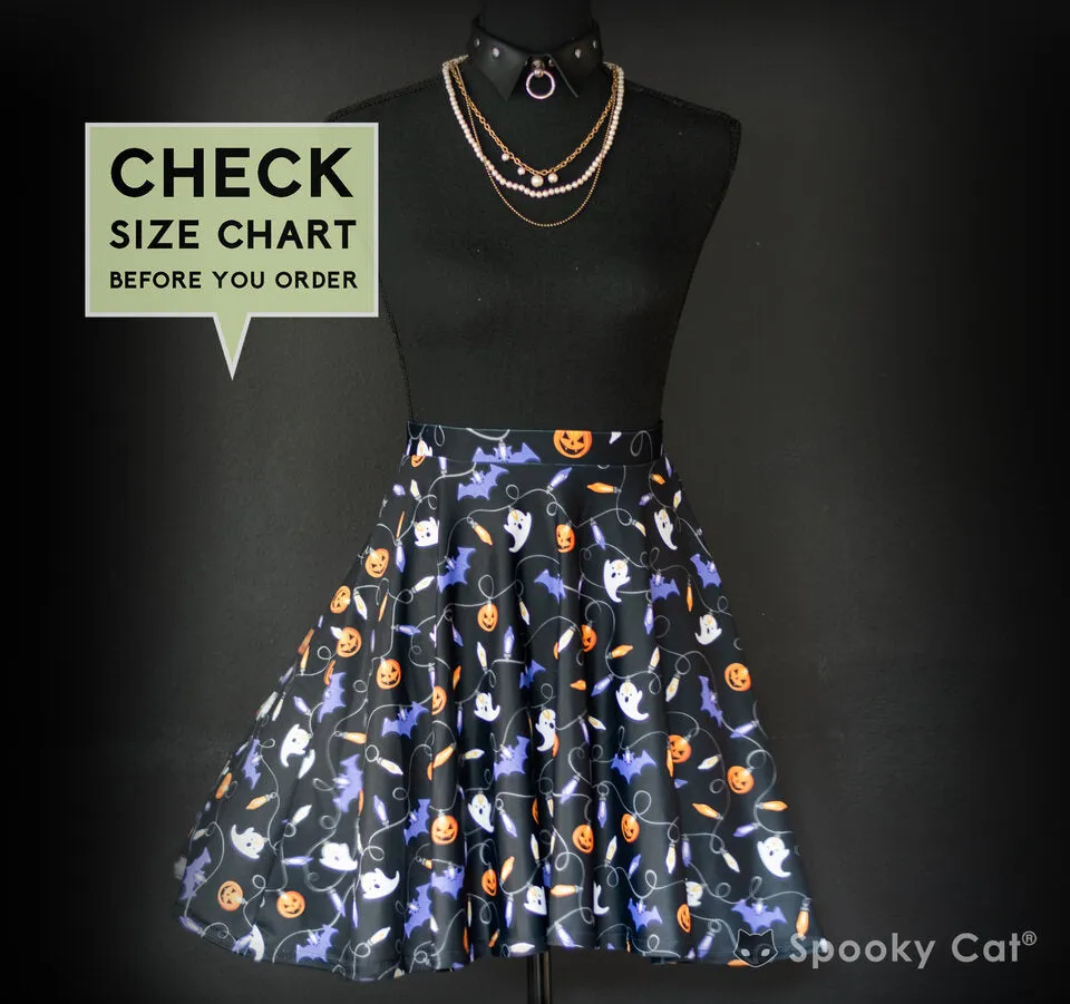 Halloween Lights Skater Skirt