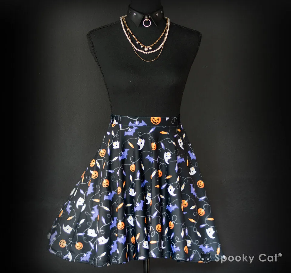 Halloween Lights Skater Skirt