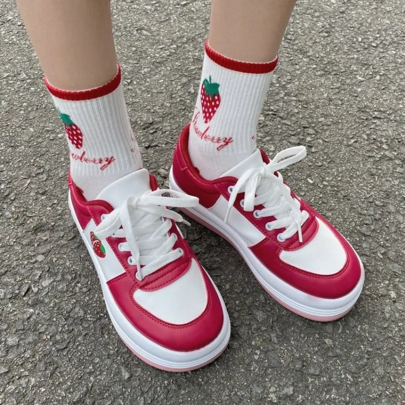 Harajuku Kawaii Fashion Strawberry Milk Sneakers