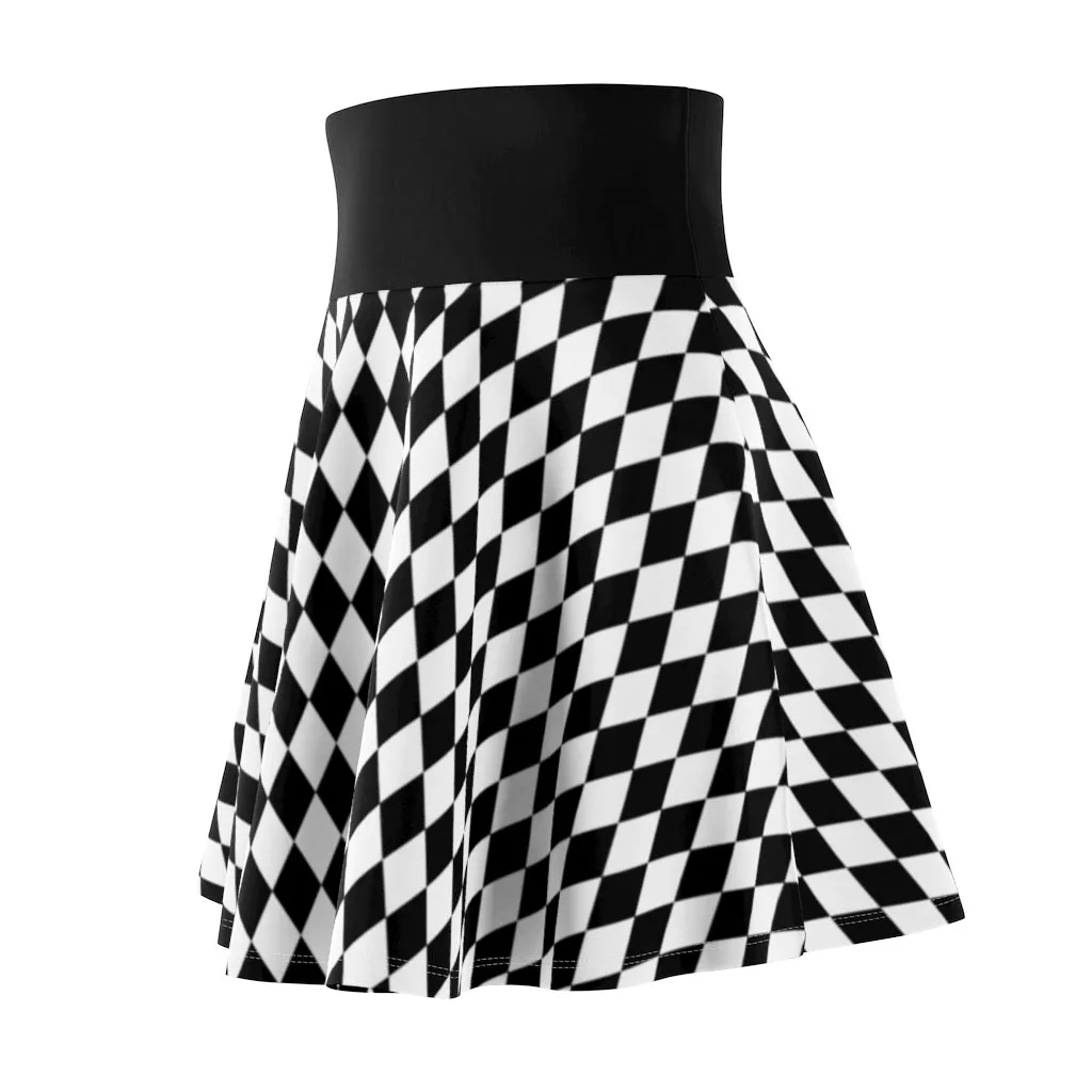 Harelquin Black White Diamonds Women's Skater Skirt Comic Book Costume Cosplay Joker Anti-Hero Gift for Her Harley Quinn