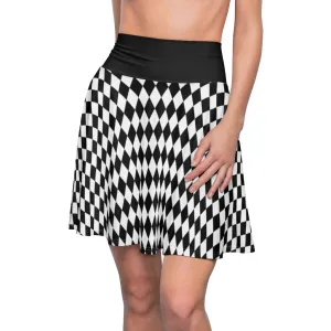 Harelquin Black White Diamonds Women's Skater Skirt Comic Book Costume Cosplay Joker Anti-Hero Gift for Her Harley Quinn