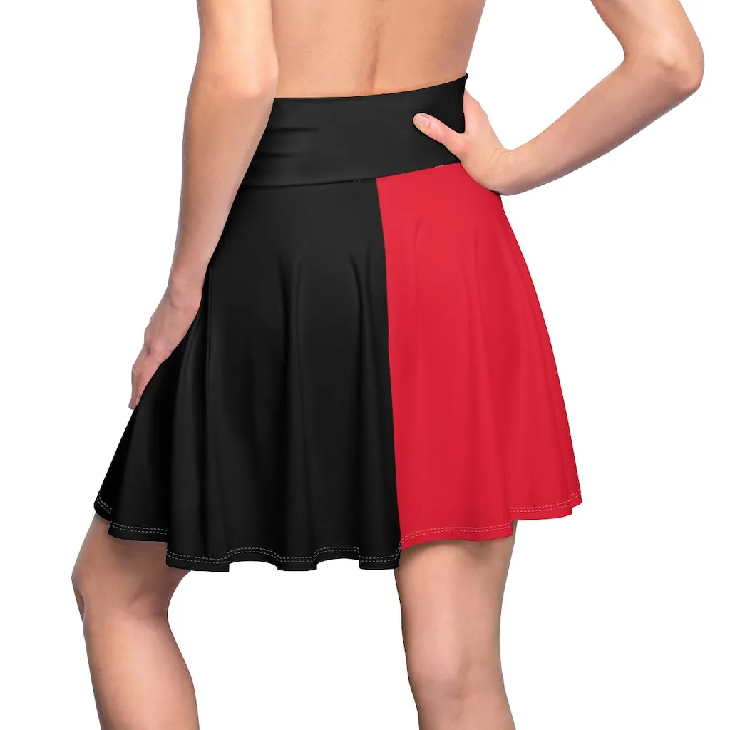 Harley Women's Skater Skirt Red Black Comic Book Inspired Costume Cosplay Joker Anti-Hero Gift for Her  Ms. Quinn Inspired