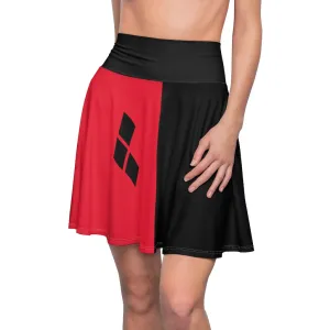 Harley Women's Skater Skirt Red Black Comic Book Inspired Costume Cosplay Joker Anti-Hero Gift for Her  Ms. Quinn Inspired