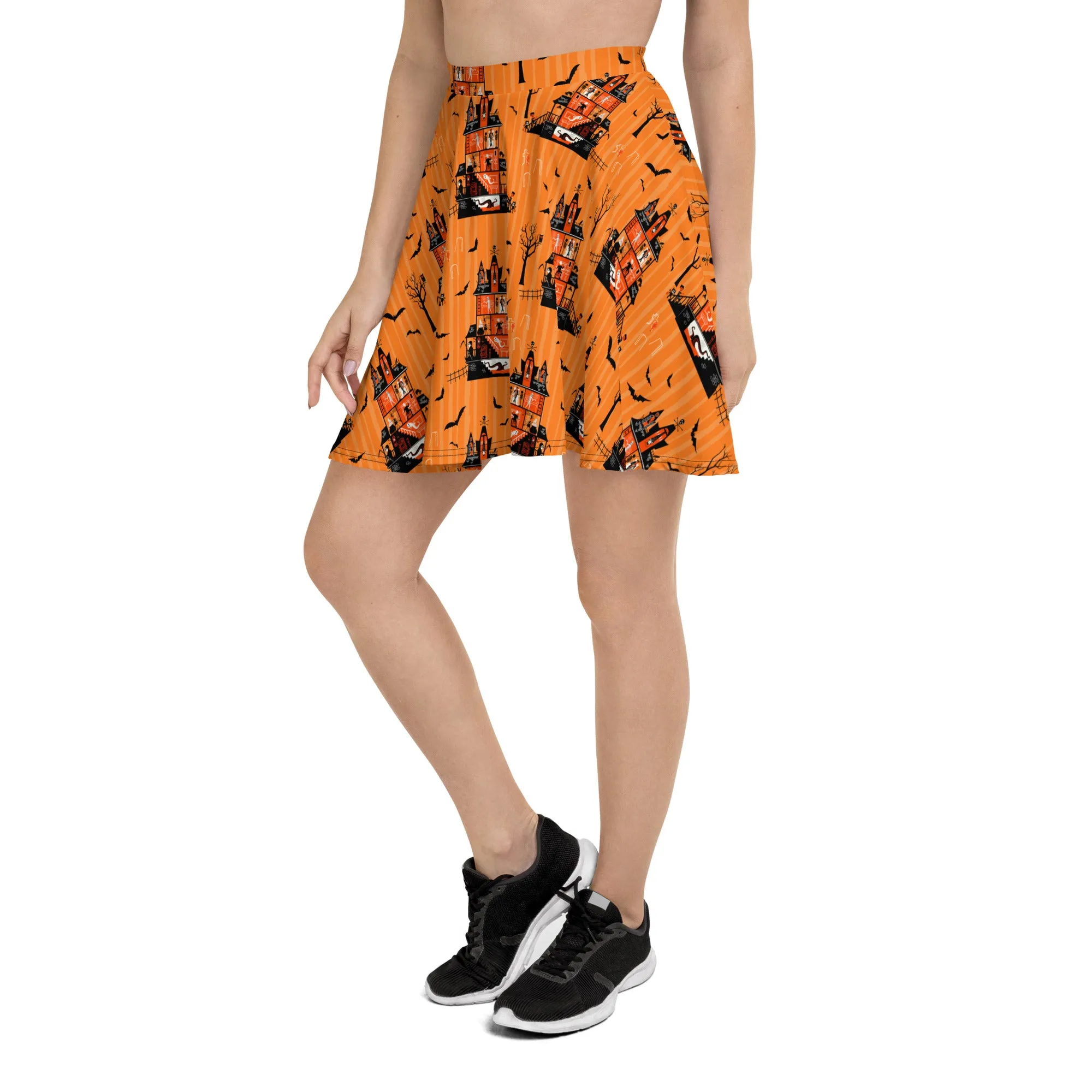 Haunted House Halloween Skater Skirt