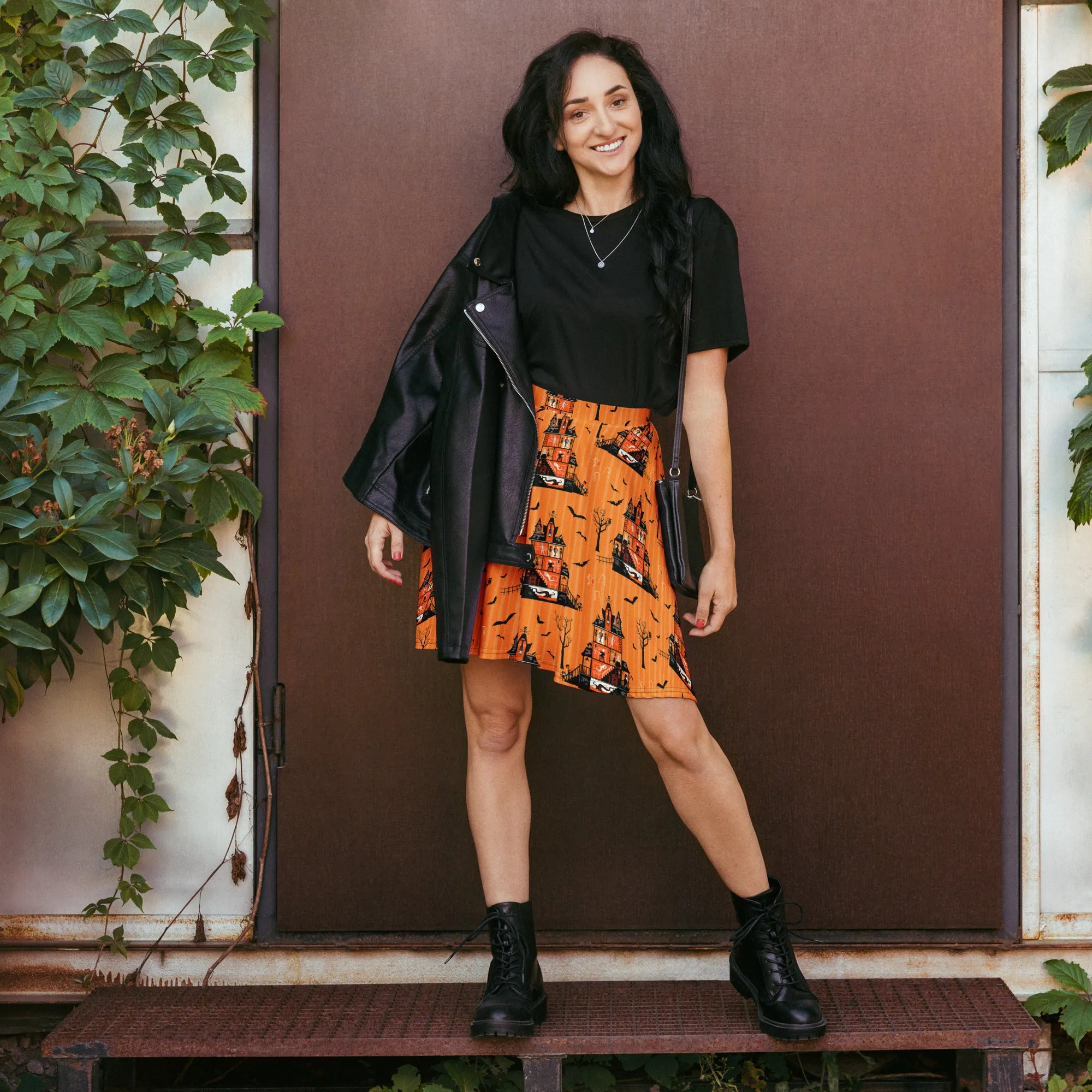 Haunted House Halloween Skater Skirt