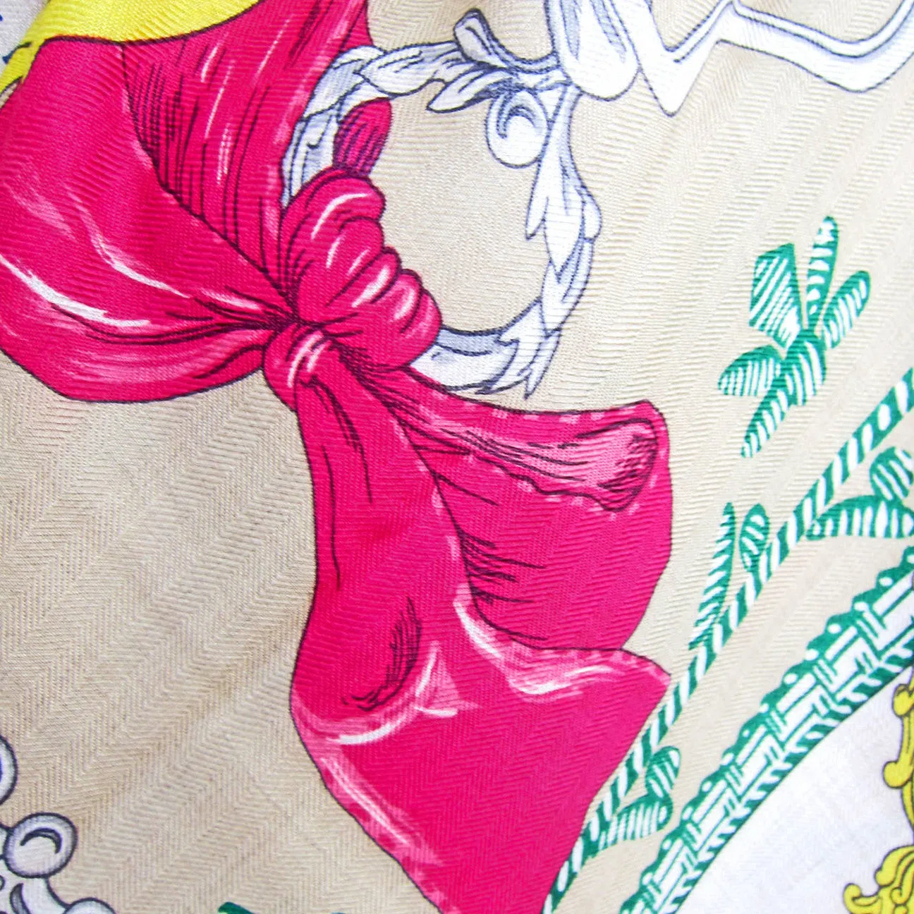 Hermes Cavalleria d'Etriers Oatmeal Cashmere Silk Shawl Scarf