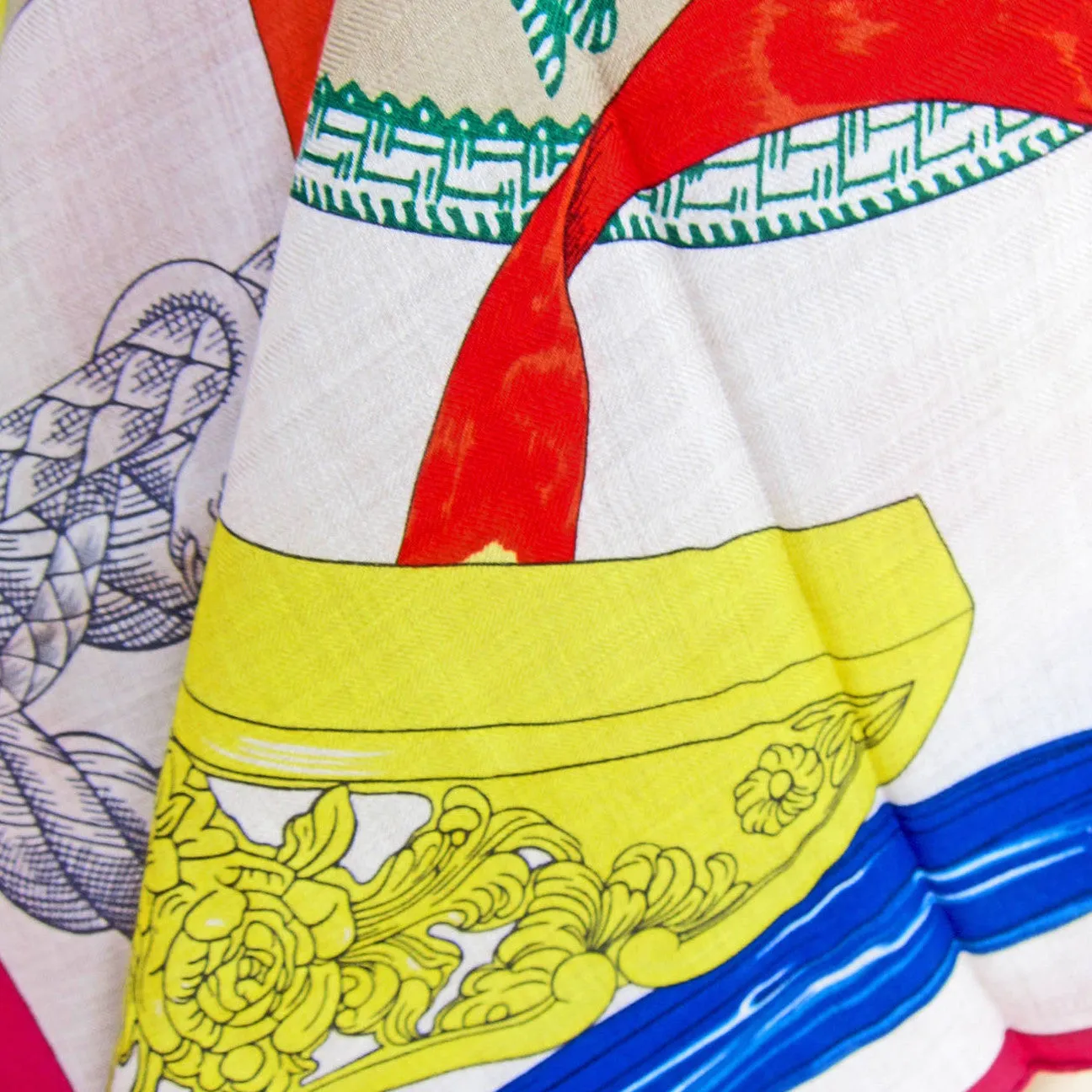 Hermes Cavalleria d'Etriers Oatmeal Cashmere Silk Shawl Scarf