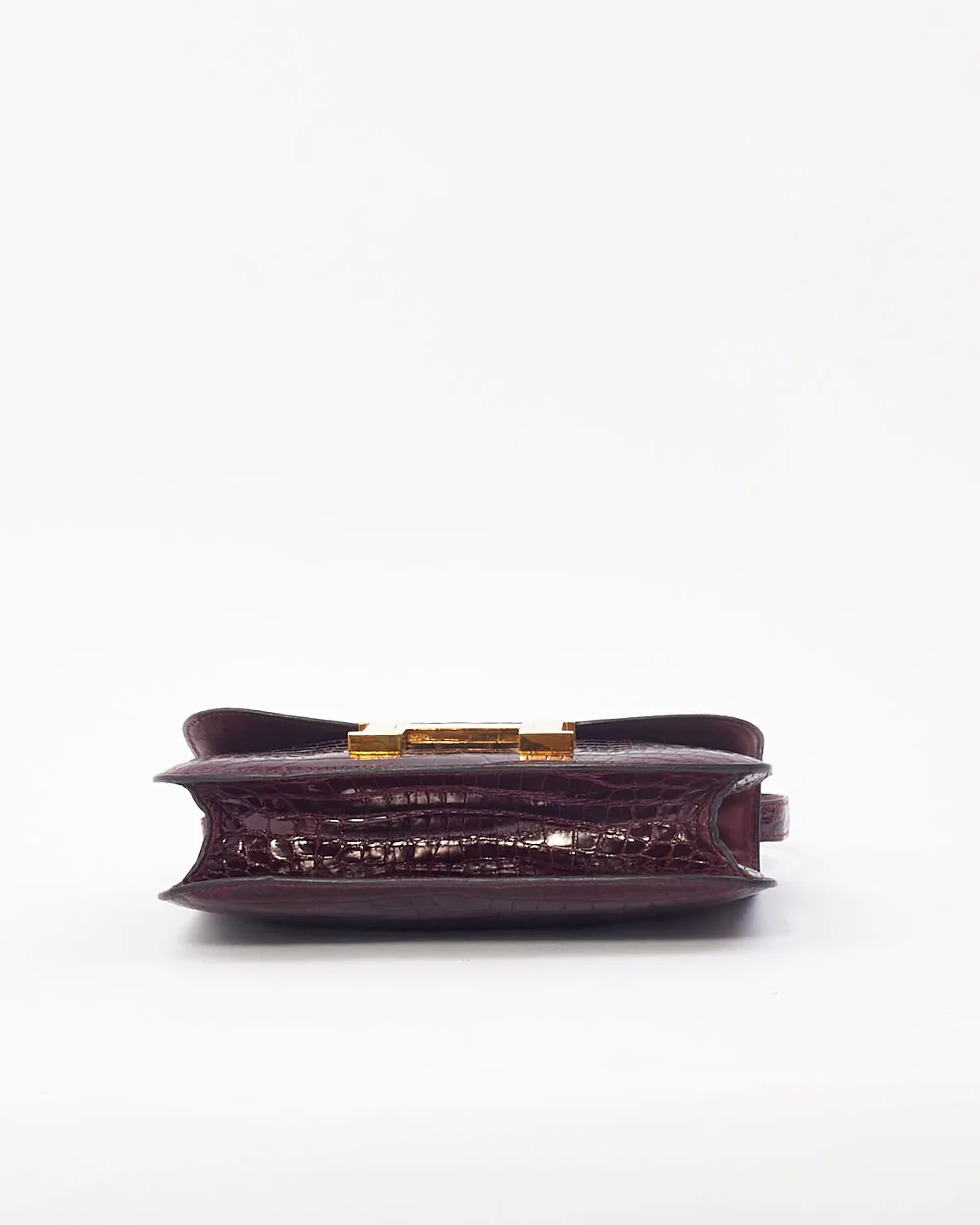 Hermès Vintage Burgundy Crocodile Porossus Lisse Constance 24 GHW